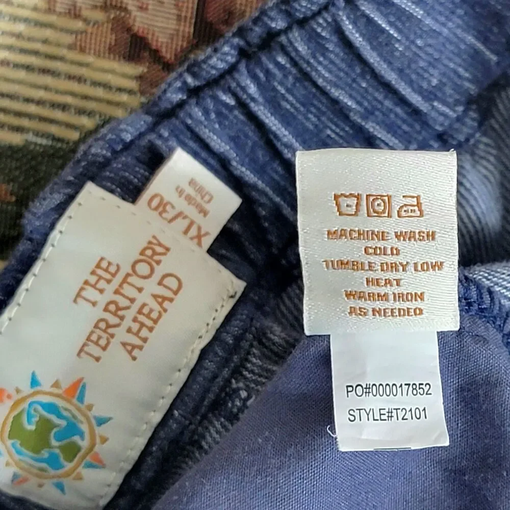 The Territory Ahead Corduroy Pants Mens XL Blue Elastic Waist Pull-On Drawstring